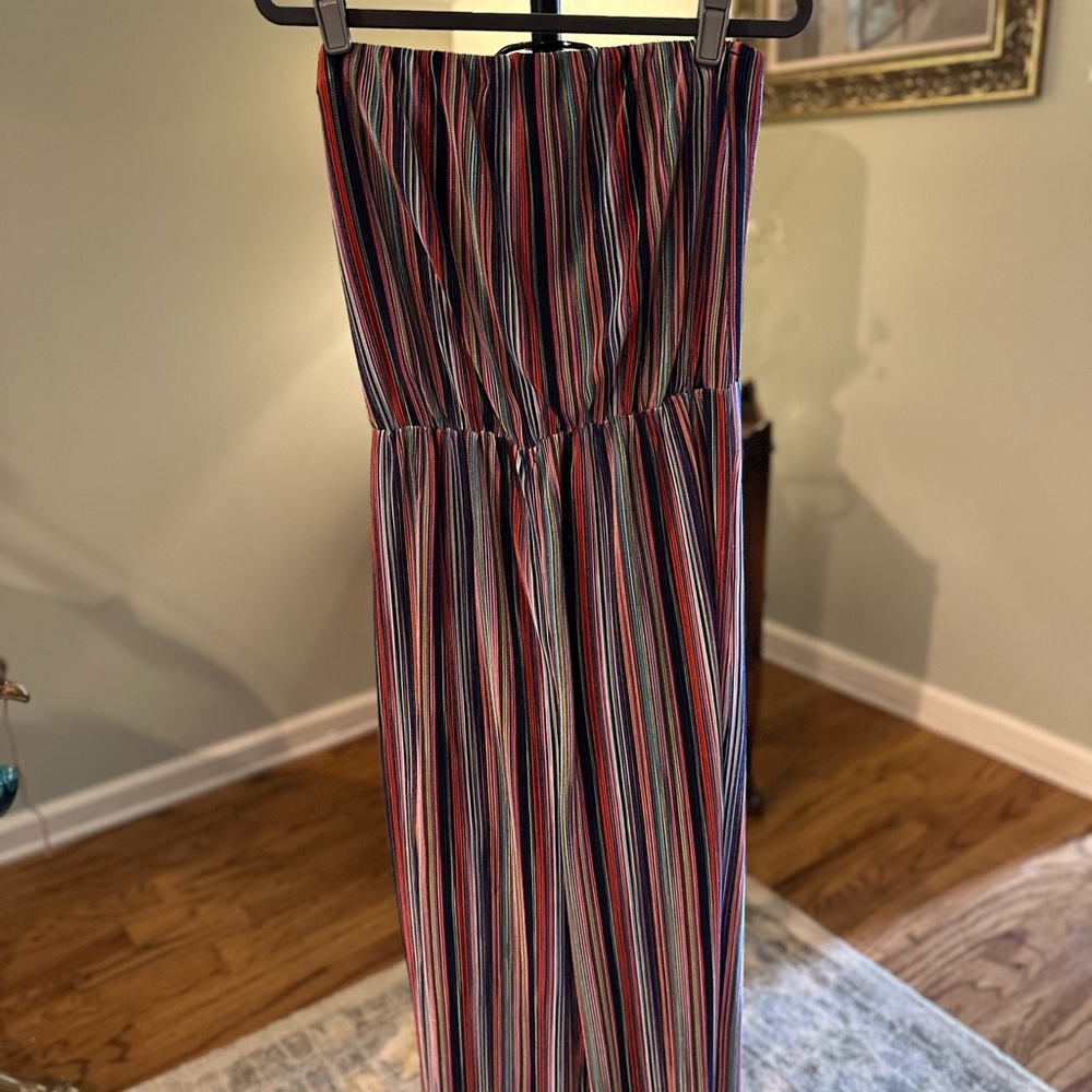 Collective Concepts Red and Blue Jumpsuit with Elastic Waist